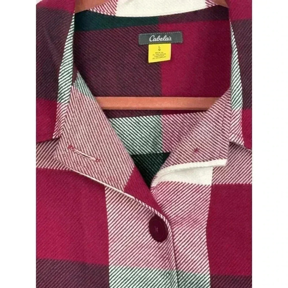 Cabelas Shacket Womens Size Large Plaid Check Pockets Pockets Button Front - Picture 4 of 5